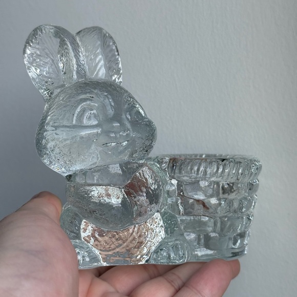 Vintage Anthropomorphic Easter Bunny Rabbit Candle Holder Goebel Crystal Glass - Picture 16 of 16